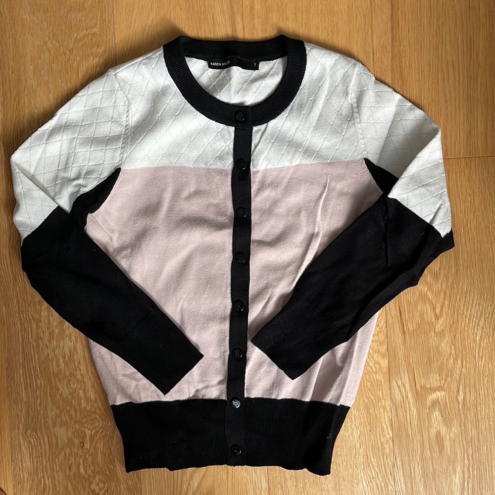 Karen Millen color block cardigan, NWOT sz 1 / XS / 0